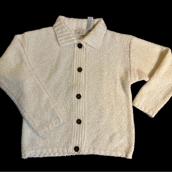 Vintage 70s 80s 90s Kathie Lee Cardigan Sweater Buttons Retro Chunky Knit Sz L - Picture 2 of 8